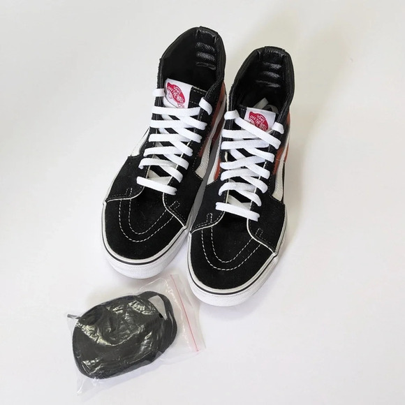 VANS ‘Off The Wall’ Sk8 Hi Custom Aurora Design Black Suede Sneakers - Picture 2 of 10